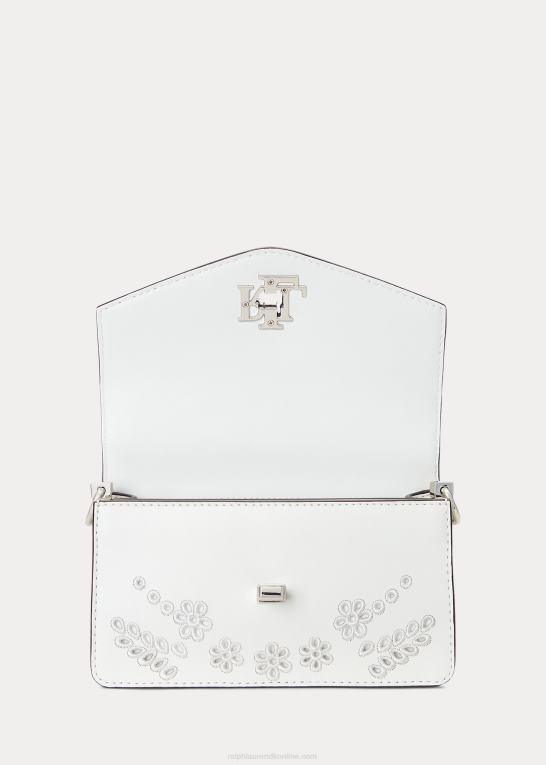 hvid Kvinder Ralph Lauren eyelet lille tayler crossbody taske Z426B5335