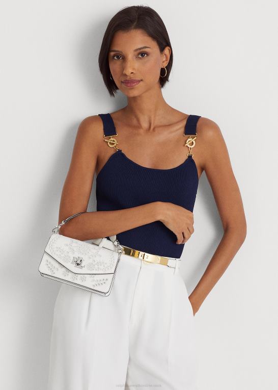 hvid Kvinder Ralph Lauren eyelet lille tayler crossbody taske Z426B5335
