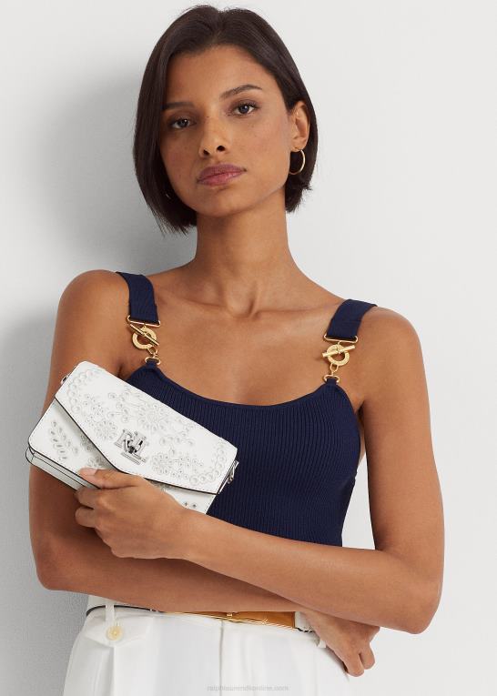 hvid Kvinder Ralph Lauren eyelet lille tayler crossbody taske Z426B5335