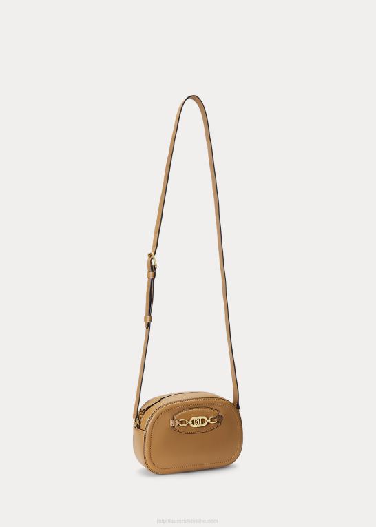 kamel Kvinder Ralph Lauren mellemlang jordynn crossbody taske i læder Z426B5385