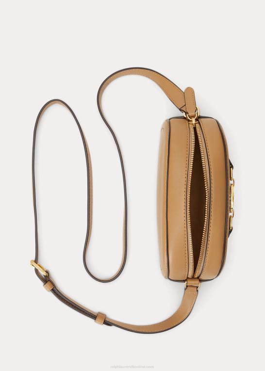 kamel Kvinder Ralph Lauren mellemlang jordynn crossbody taske i læder Z426B5385