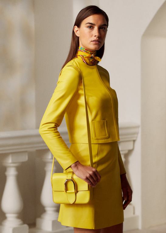 kanariegul Kvinder Ralph Lauren kalveskind welington crossbody taske Z426B5263