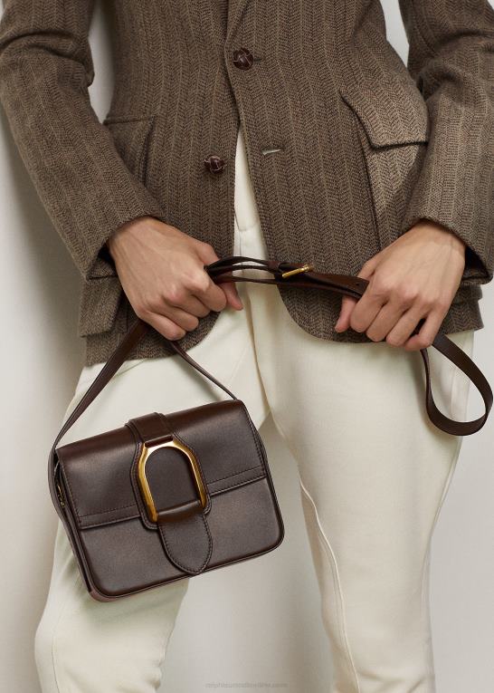 mørkebrun Kvinder Ralph Lauren kalveskind welington crossbody taske Z426B5270