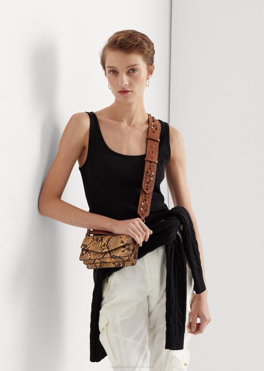 pergament/tan Kvinder Ralph Lauren lille tayler crossbody i imiteret slangeskind Z426B5445