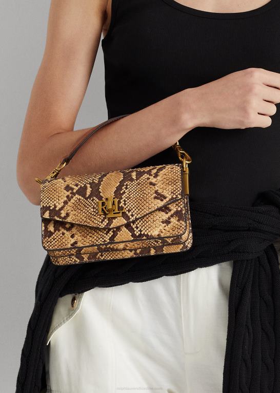 pergament/tan Kvinder Ralph Lauren lille tayler crossbody i imiteret slangeskind Z426B5445