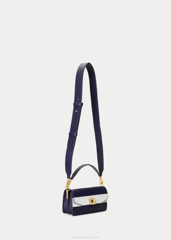 raffineret marineblå/hvid stribe Kvinder Ralph Lauren lille tayler crossbody taske i læder Z426B5450