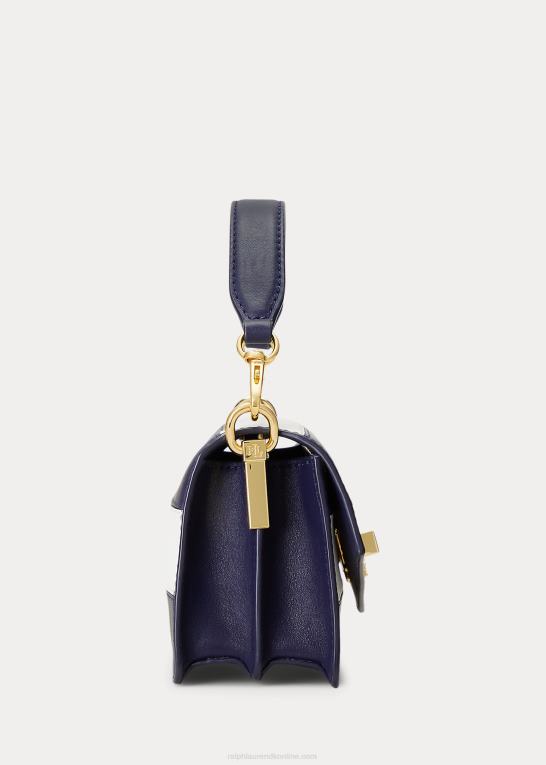 raffineret marineblå/hvid stribe Kvinder Ralph Lauren lille tayler crossbody taske i læder Z426B5450