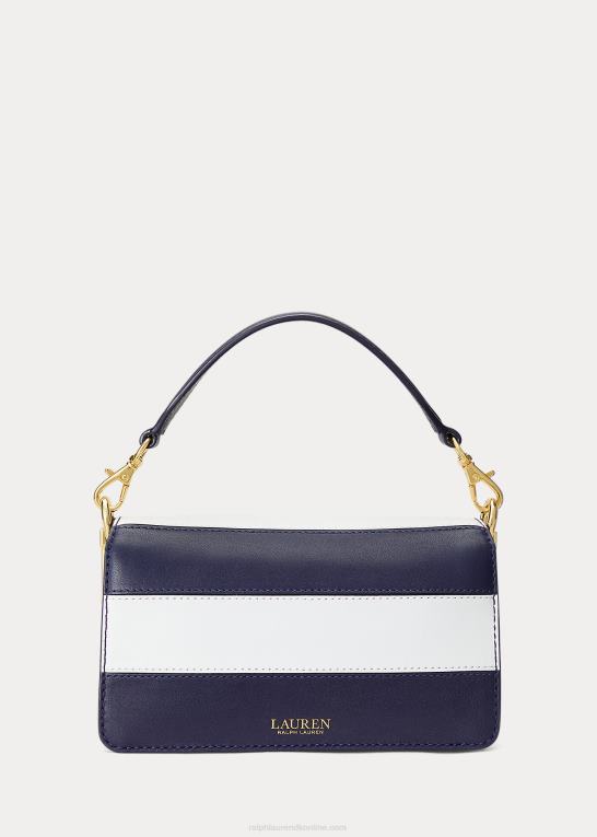 raffineret marineblå/hvid stribe Kvinder Ralph Lauren lille tayler crossbody taske i læder Z426B5450