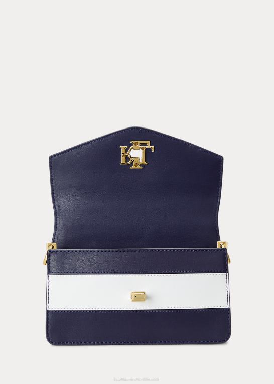 raffineret marineblå/hvid stribe Kvinder Ralph Lauren lille tayler crossbody taske i læder Z426B5450