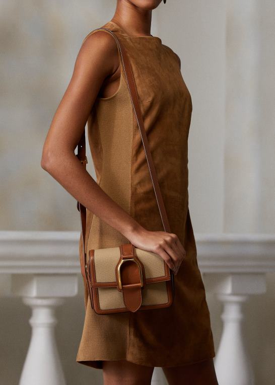 rl guld Kvinder Ralph Lauren canvas welington crossbody taske Z426B5257