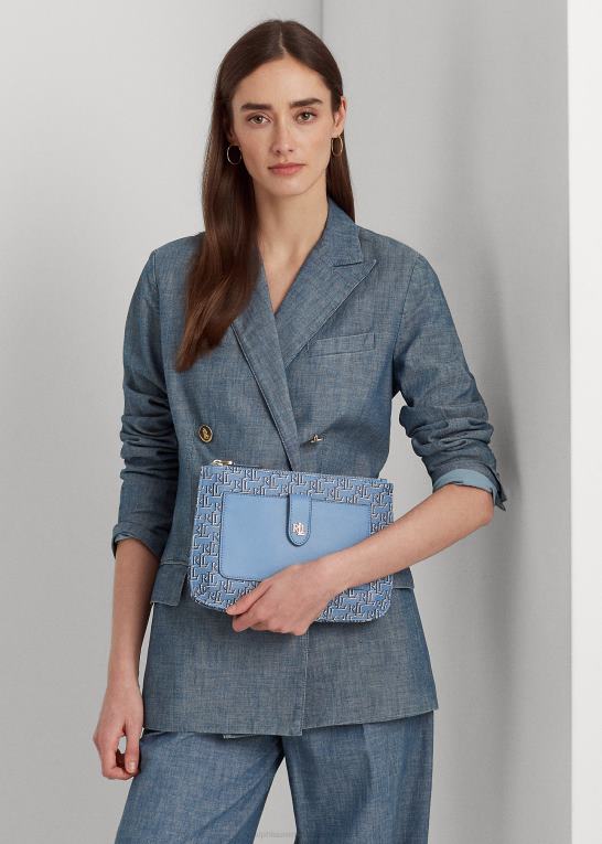 skifer blå Kvinder Ralph Lauren belagt canvas medium jamey crossbody taske Z426B5392