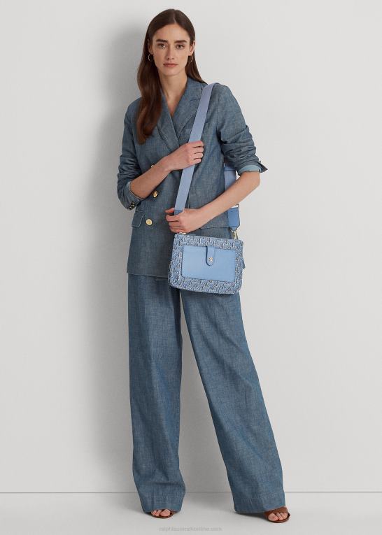 skifer blå Kvinder Ralph Lauren belagt canvas medium jamey crossbody taske Z426B5392