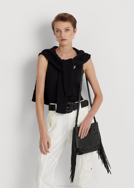 sort Kvinder Ralph Lauren læder medium elaina crossbody Z426B5439