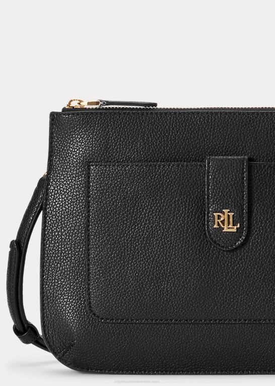 sort Kvinder Ralph Lauren medium jamey crossbody i småstenslæder Z426B5401