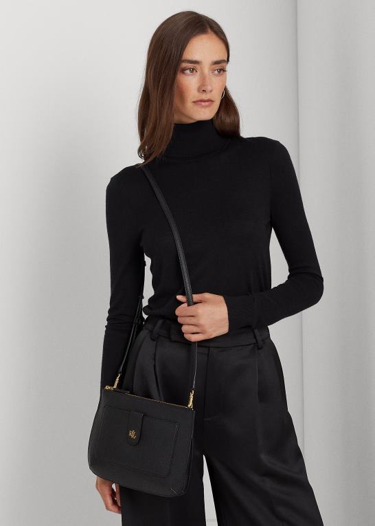 sort Kvinder Ralph Lauren medium jamey crossbody i småstenslæder Z426B5401