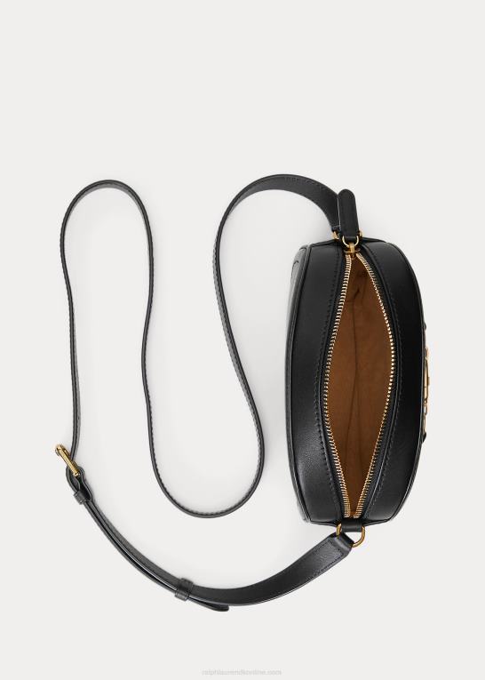 sort Kvinder Ralph Lauren mellemlang jordynn crossbody taske i læder Z426B5383
