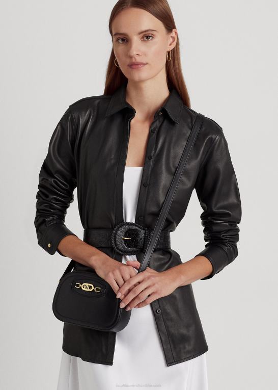 sort Kvinder Ralph Lauren mellemlang jordynn crossbody taske i læder Z426B5383