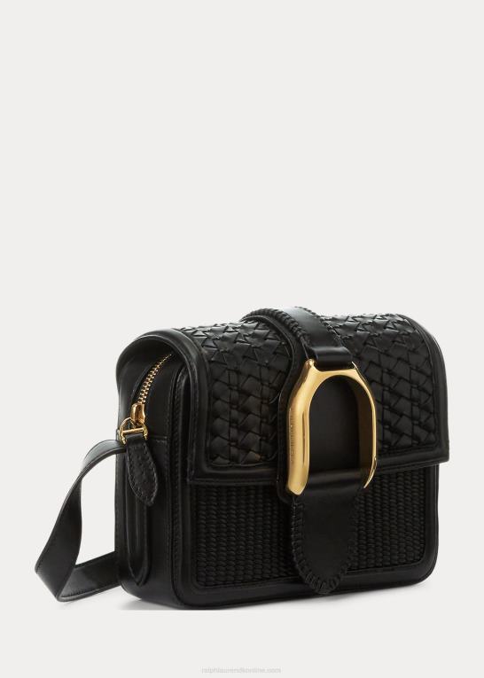 sort Kvinder Ralph Lauren vævet kalveskind welington crossbody taske Z426B5262