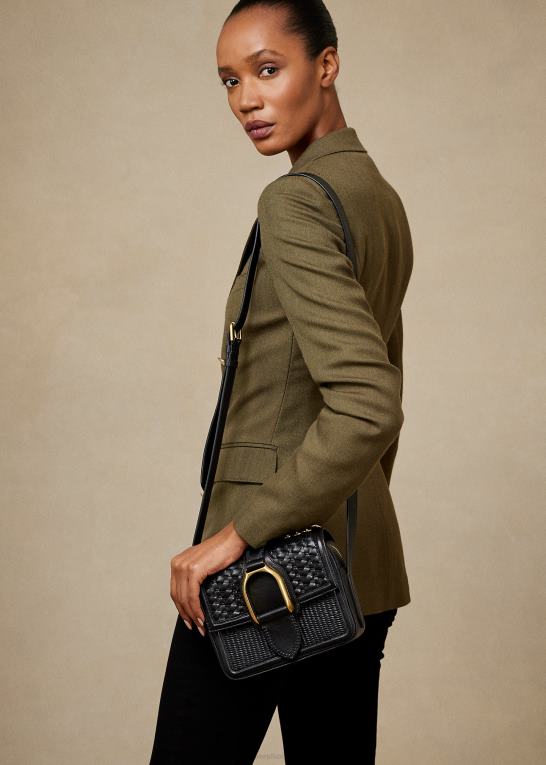 sort Kvinder Ralph Lauren vævet kalveskind welington crossbody taske Z426B5262