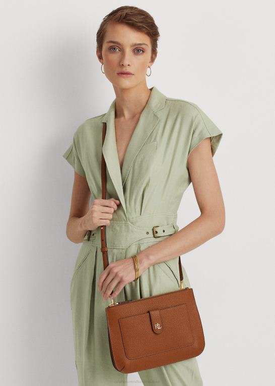 tan Kvinder Ralph Lauren medium jamey crossbody i småstenslæder Z426B5400
