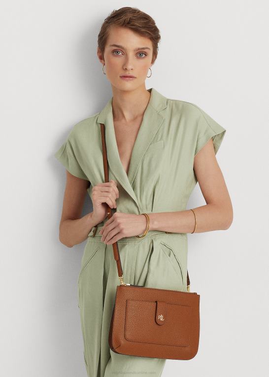 tan Kvinder Ralph Lauren medium jamey crossbody i småstenslæder Z426B5400
