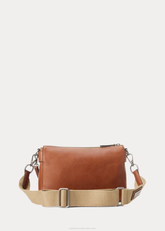 tan Kvinder Ralph Lauren medium noa crossbody med nitter i læder Z426B5442