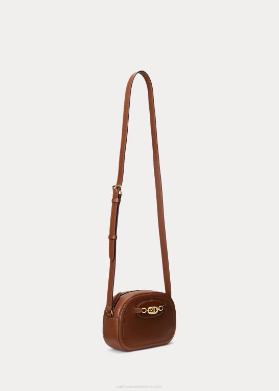 tan Kvinder Ralph Lauren mellemlang jordynn crossbody taske i læder Z426B5384