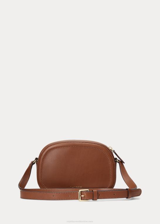 tan Kvinder Ralph Lauren mellemlang jordynn crossbody taske i læder Z426B5384