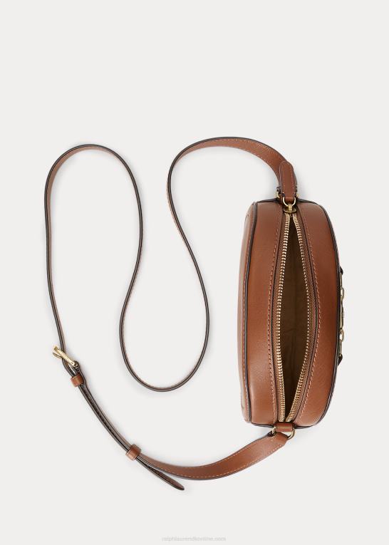 tan Kvinder Ralph Lauren mellemlang jordynn crossbody taske i læder Z426B5384