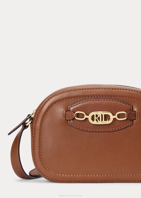 tan Kvinder Ralph Lauren mellemlang jordynn crossbody taske i læder Z426B5384