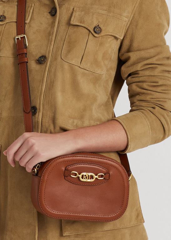 tan Kvinder Ralph Lauren mellemlang jordynn crossbody taske i læder Z426B5384