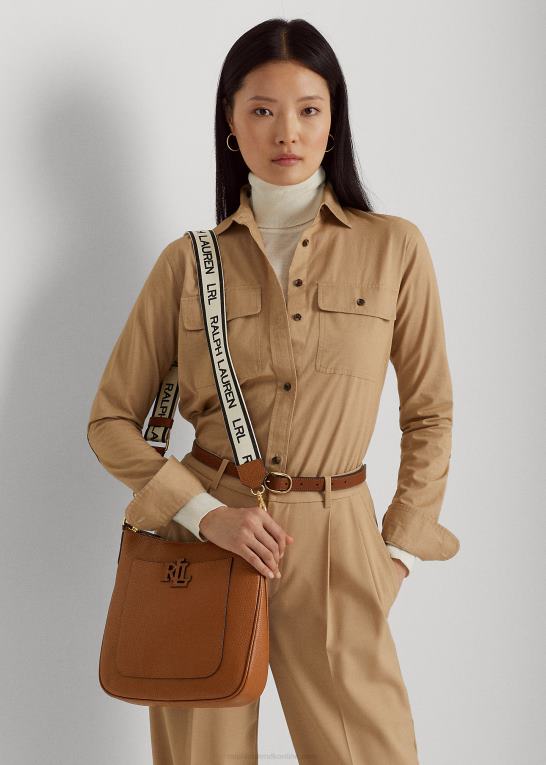 tan Kvinder Ralph Lauren småstenslæder stor cameryn crossbody Z426B5403