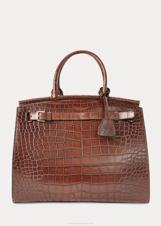 chokolade Kvinder Ralph Lauren alligator stor rl50 håndtaske Z426B5304