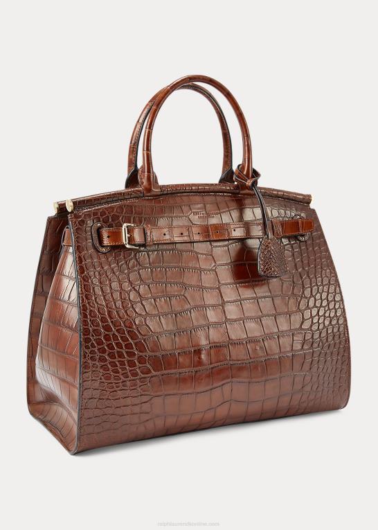 chokolade Kvinder Ralph Lauren alligator stor rl50 håndtaske Z426B5304