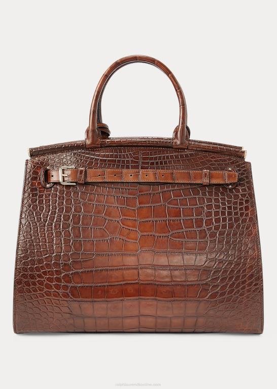 chokolade Kvinder Ralph Lauren alligator stor rl50 håndtaske Z426B5304
