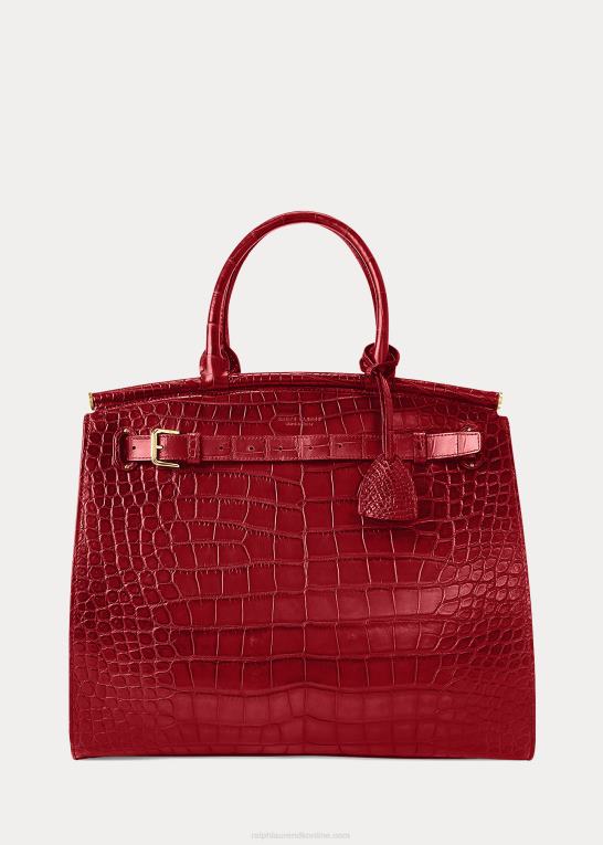 dyb rød Kvinder Ralph Lauren alligator medium rl50 håndtaske Z426B5290