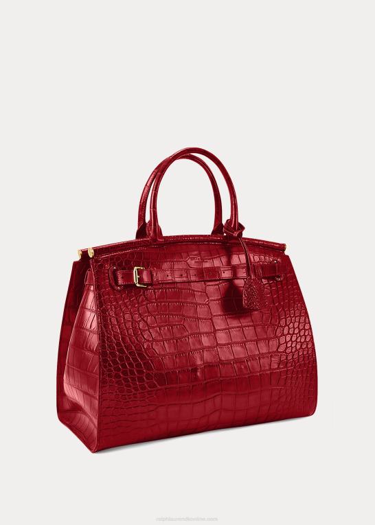 dyb rød Kvinder Ralph Lauren alligator medium rl50 håndtaske Z426B5290