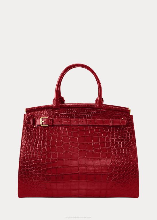 dyb rød Kvinder Ralph Lauren alligator medium rl50 håndtaske Z426B5290