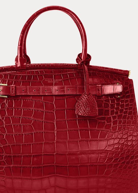dyb rød Kvinder Ralph Lauren alligator medium rl50 håndtaske Z426B5290