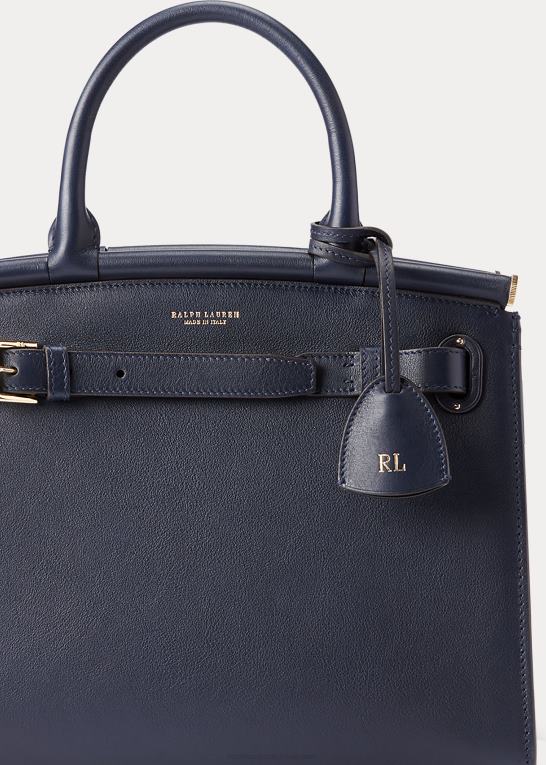marine flåde Kvinder Ralph Lauren kalveskind mellem rl50 håndtaske Z426B5296