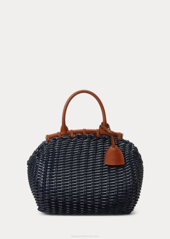 marine flåde Kvinder Ralph Lauren patent mini kurv håndtaske Z426B5141