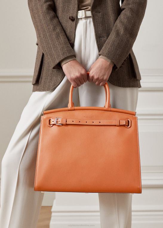 rl guld Kvinder Ralph Lauren kalveskind stor rl50 håndtaske Z426B5301