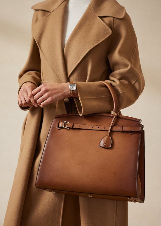 rl guld Kvinder Ralph Lauren poleret stor rl50 håndtaske Z426B5303