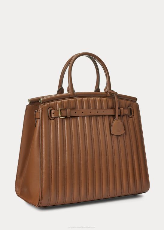 rl guld Kvinder Ralph Lauren quiltet kalveskind stor rl50 håndtaske Z426B5300