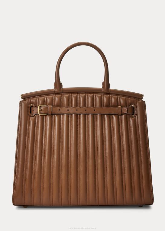rl guld Kvinder Ralph Lauren quiltet kalveskind stor rl50 håndtaske Z426B5300