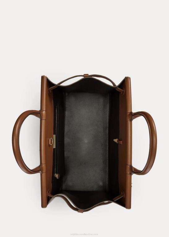 rl guld Kvinder Ralph Lauren quiltet kalveskind stor rl50 håndtaske Z426B5300