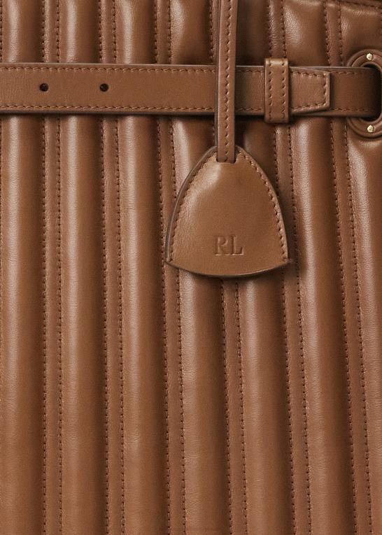 rl guld Kvinder Ralph Lauren quiltet kalveskind stor rl50 håndtaske Z426B5300