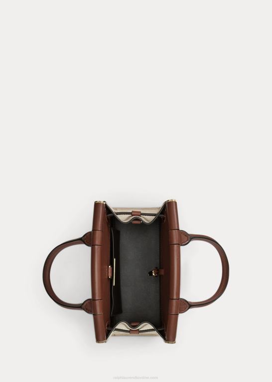 sand Kvinder Ralph Lauren mini rl50 håndtaske i kalveruskind Z426B5146