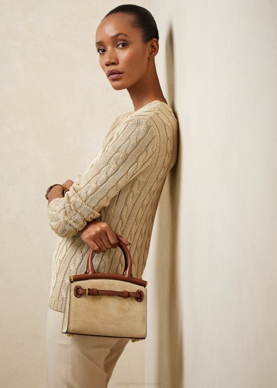sand Kvinder Ralph Lauren mini rl50 håndtaske i kalveruskind Z426B5146
