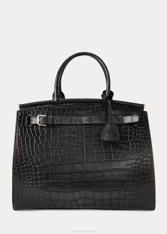 sort Kvinder Ralph Lauren alligator stor rl50 håndtaske Z426B5305